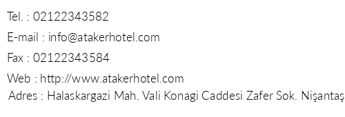 Ataker Hotel telefon numaralar, faks, e-mail, posta adresi ve iletiim bilgileri